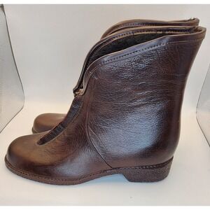 Women's Brown Rubber Waterproof Short Boots Front Zip Lined‎ Size 9